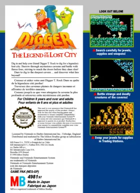 Digger T. Rock - The Legend of the Lost City (USA) box cover back